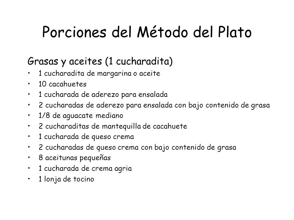 Porciones del Método del Plato