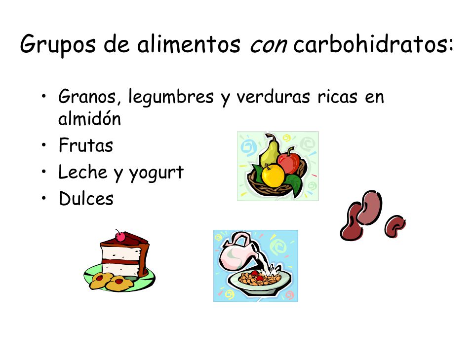 Grupos de alimentos con carbohidratos: