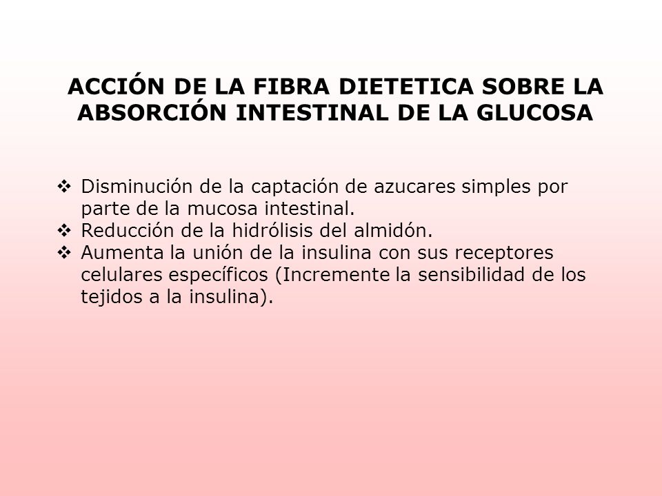 ACCIÓN DE LA FIBRA DIETETICA SOBRE LA ABSORCIÓN INTESTINAL DE LA GLUCOSA