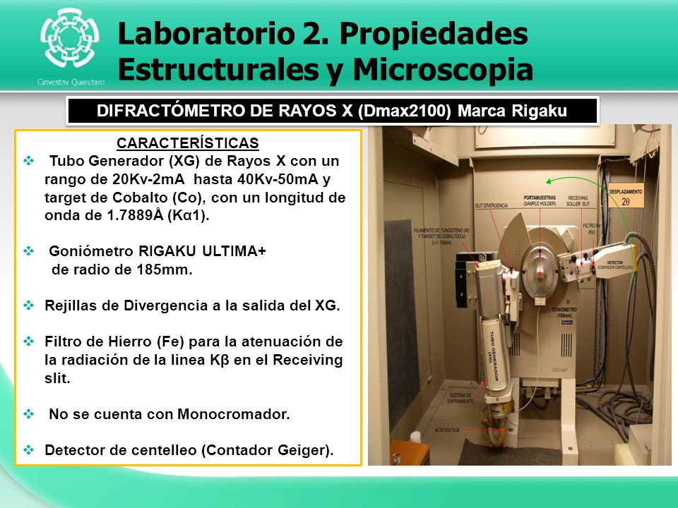 DIFRACTÓMETRO DE RAYOS X (Dmax2100) Marca Rigaku
