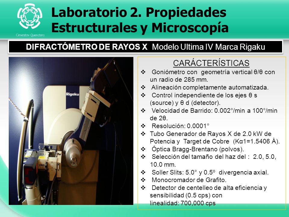 DIFRACTÓMETRO DE RAYOS X Modelo Ultima IV Marca Rigaku