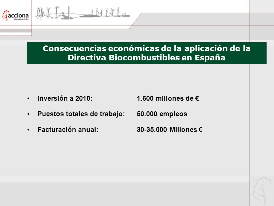 Consecuencias económicas de la aplicación de la Directiva Biocombustibles en España