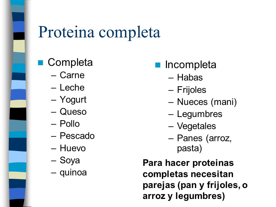 Proteina completa Completa Incompleta Carne Habas Leche Frijoles