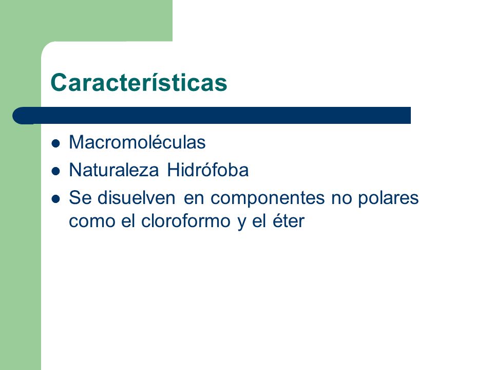 Características Macromoléculas Naturaleza Hidrófoba