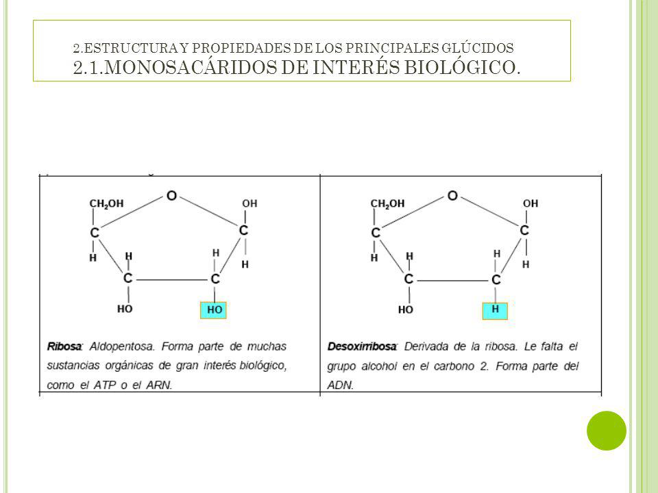 2. ESTRUCTURA Y PROPIEDADES DE LOS PRINCIPALES GLÚCIDOS 2. 1