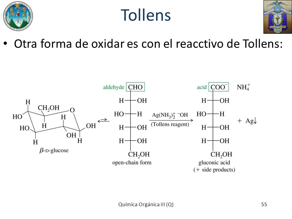 Tollens Otra forma de oxidar es con el reacctivo de Tollens: