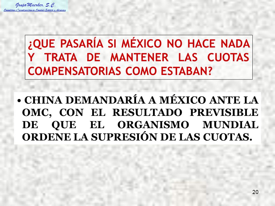 ¿QUE PASARÍA SI MÉXICO NO HACE NADA Y TRATA DE MANTENER LAS CUOTAS COMPENSATORIAS COMO ESTABAN