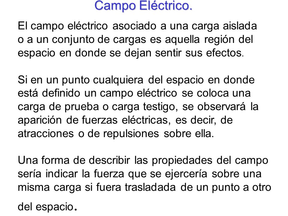 Campo Eléctrico. El campo eléctrico asociado a una carga aislada
