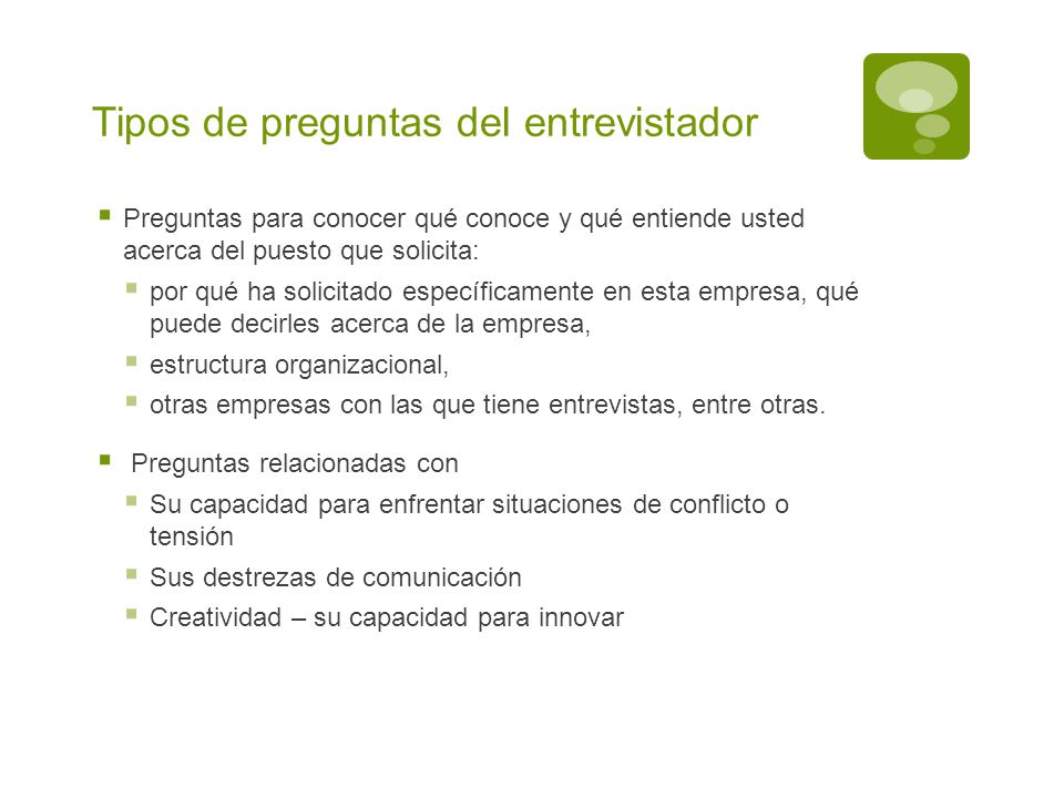 Tipos de preguntas del entrevistador
