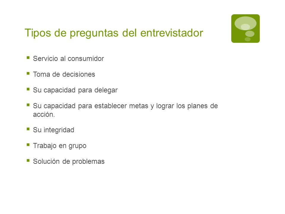 Tipos de preguntas del entrevistador
