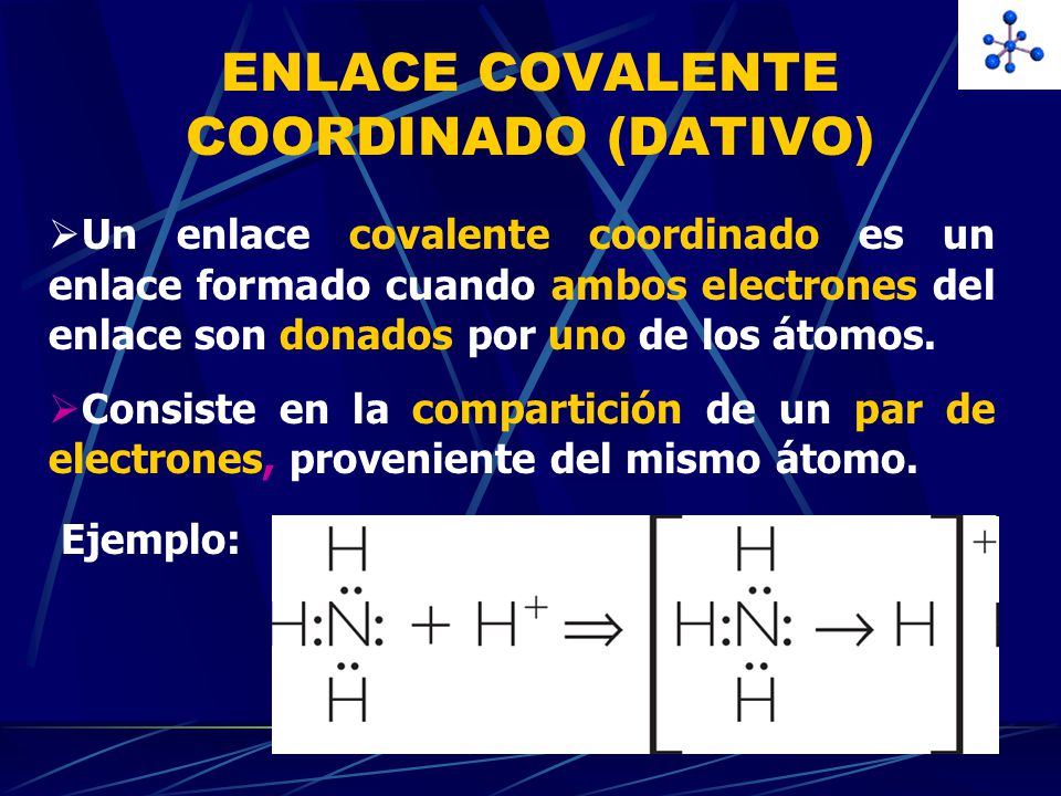 ENLACE COVALENTE COORDINADO (DATIVO)