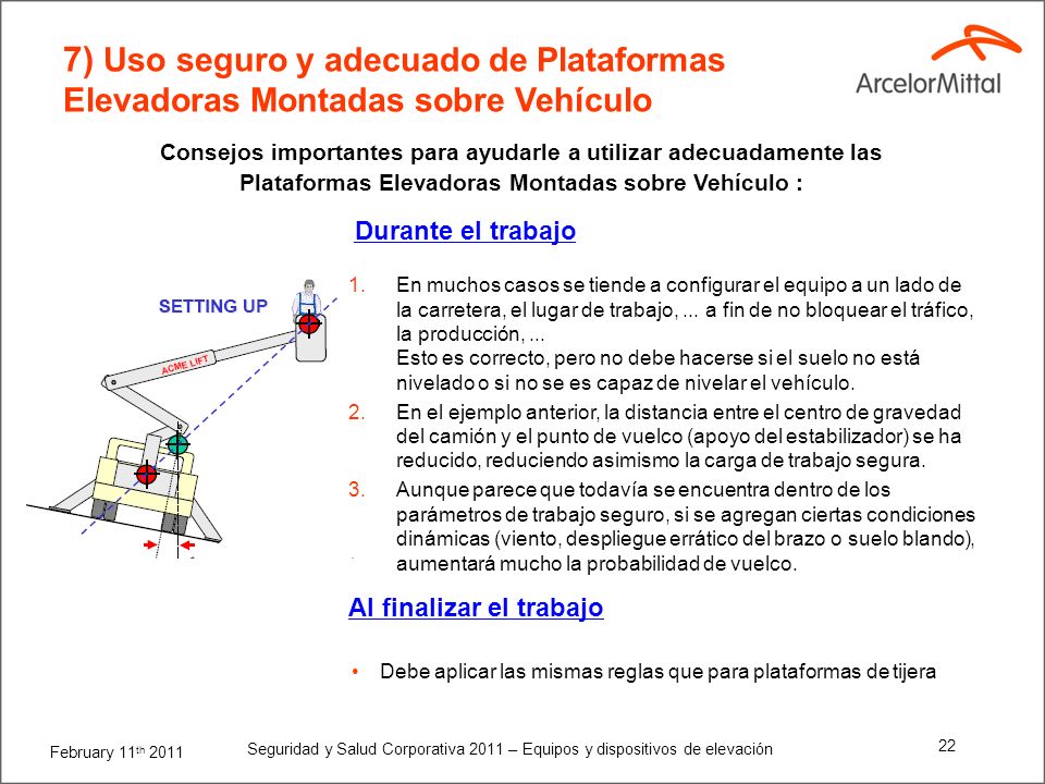 7) Uso seguro y adecuado de Plataformas Elevadoras Montadas sobre Vehículo