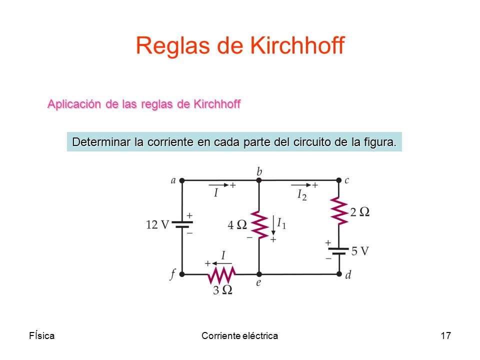 Reglas de Kirchhoff Aplicación de las reglas de Kirchhoff