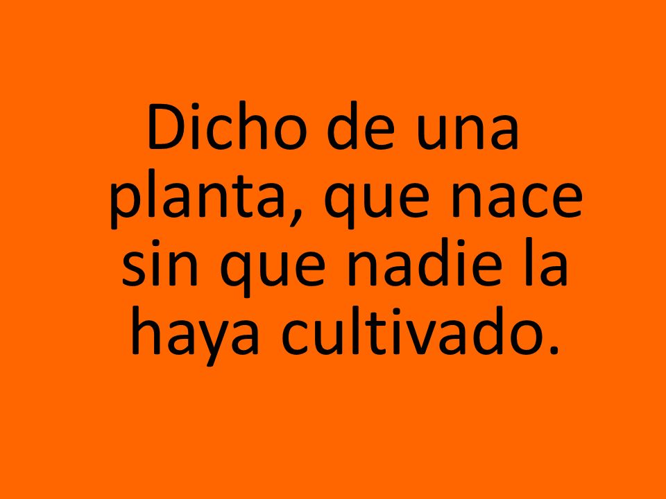 Dicho de una planta, que nace sin que nadie la haya cultivado.