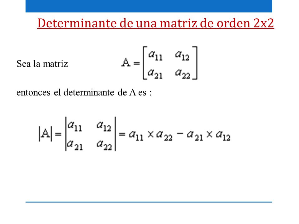 Determinante de una matriz de orden 2x2