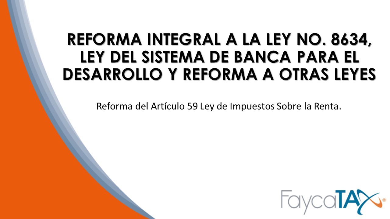 Reforma del Artículo 59 Ley de Impuestos Sobre la Renta.