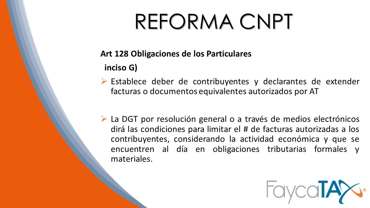 REFORMA CNPT Art 128 Obligaciones de los Particulares inciso G)