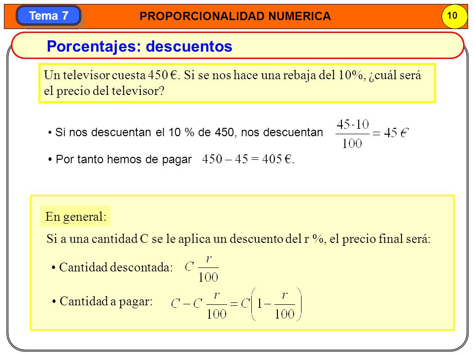 Porcentajes: descuentos