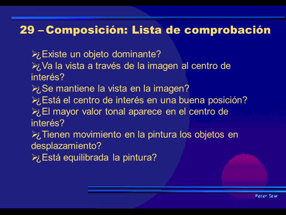 29 – Composición: Lista de comprobación