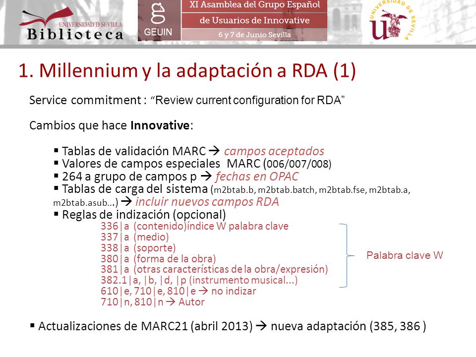 1. Millennium y la adaptación a RDA (1)