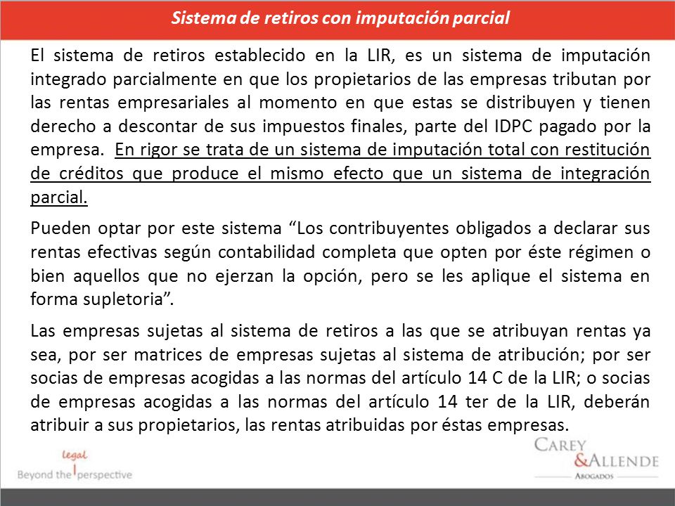 Sistema de retiros con imputación parcial