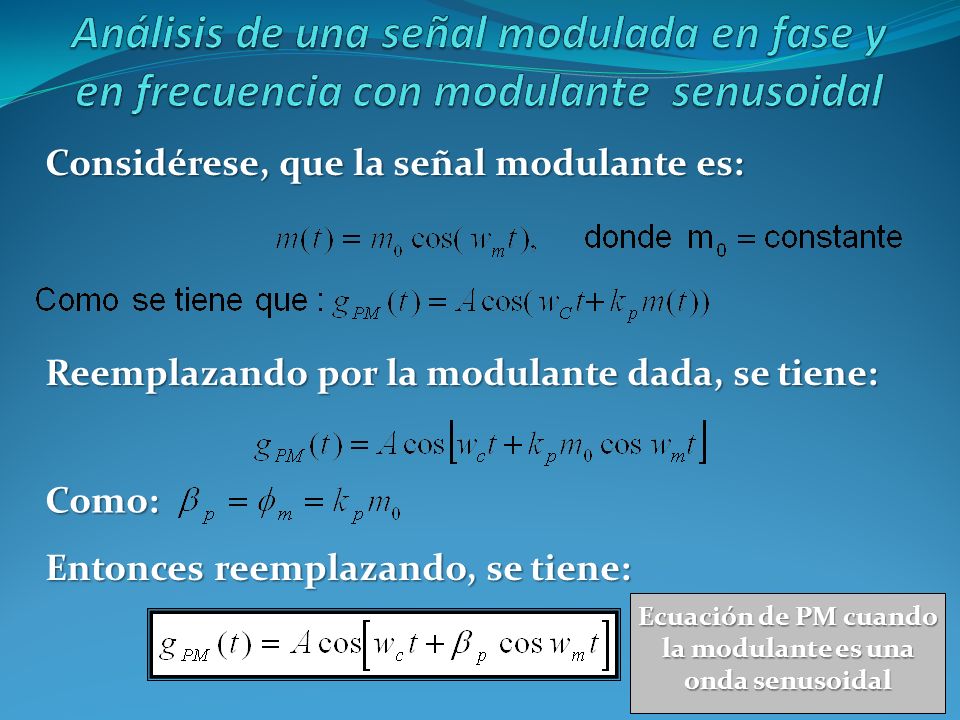 Ecuación de PM cuando la modulante es una onda senusoidal