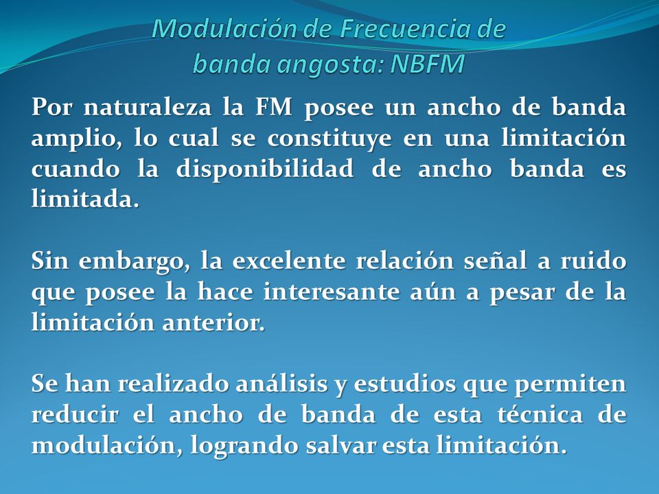 Modulación de Frecuencia de banda angosta: NBFM
