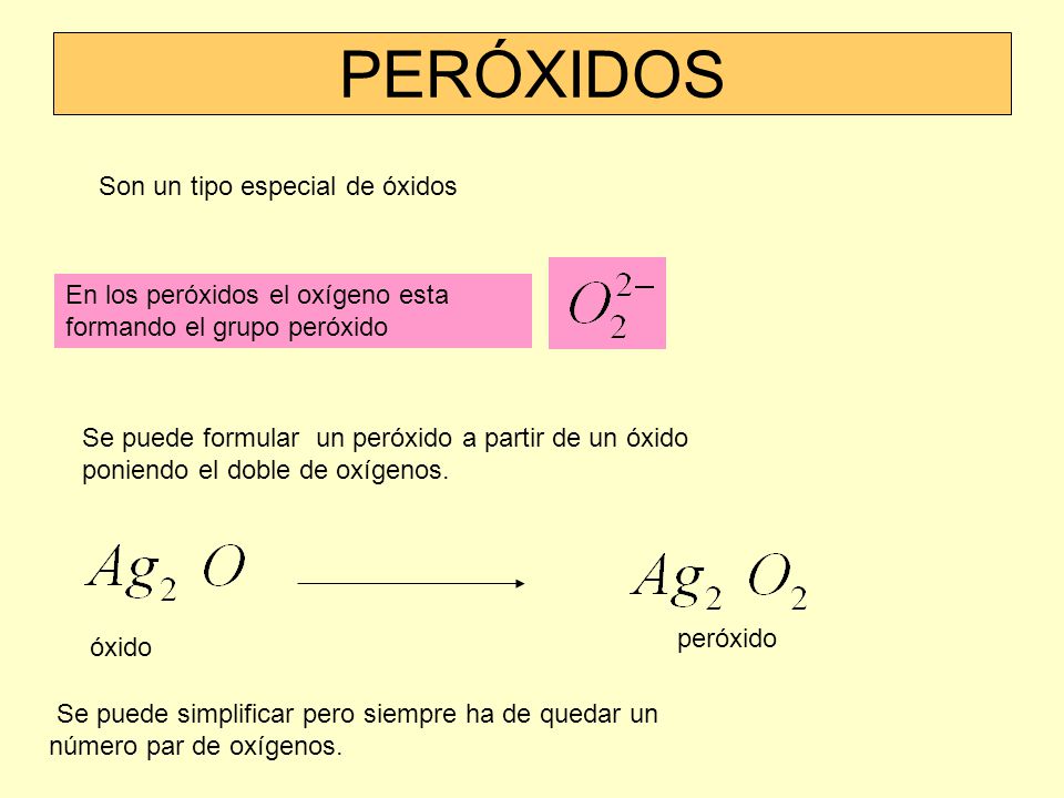 PERÓXIDOS Son un tipo especial de óxidos