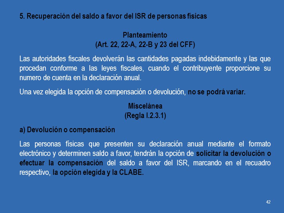 5. Recuperación del saldo a favor del ISR de personas físicas