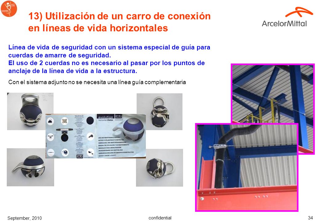13) Utilización de un carro de conexión en líneas de vida horizontales