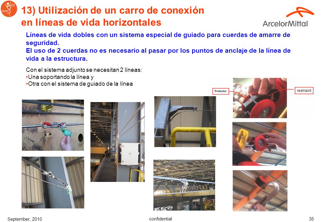 13) Utilización de un carro de conexión en líneas de vida horizontales