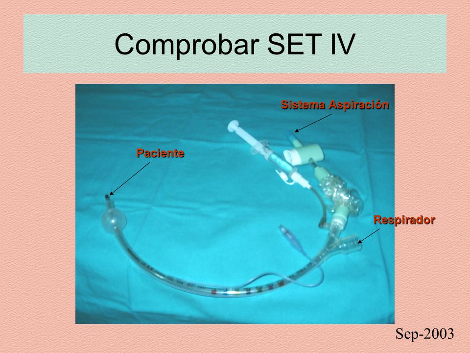 Comprobar SET IV Sistema Aspiración Paciente Respirador Sep-2003