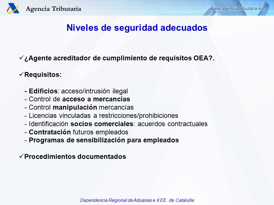 Niveles de seguridad adecuados