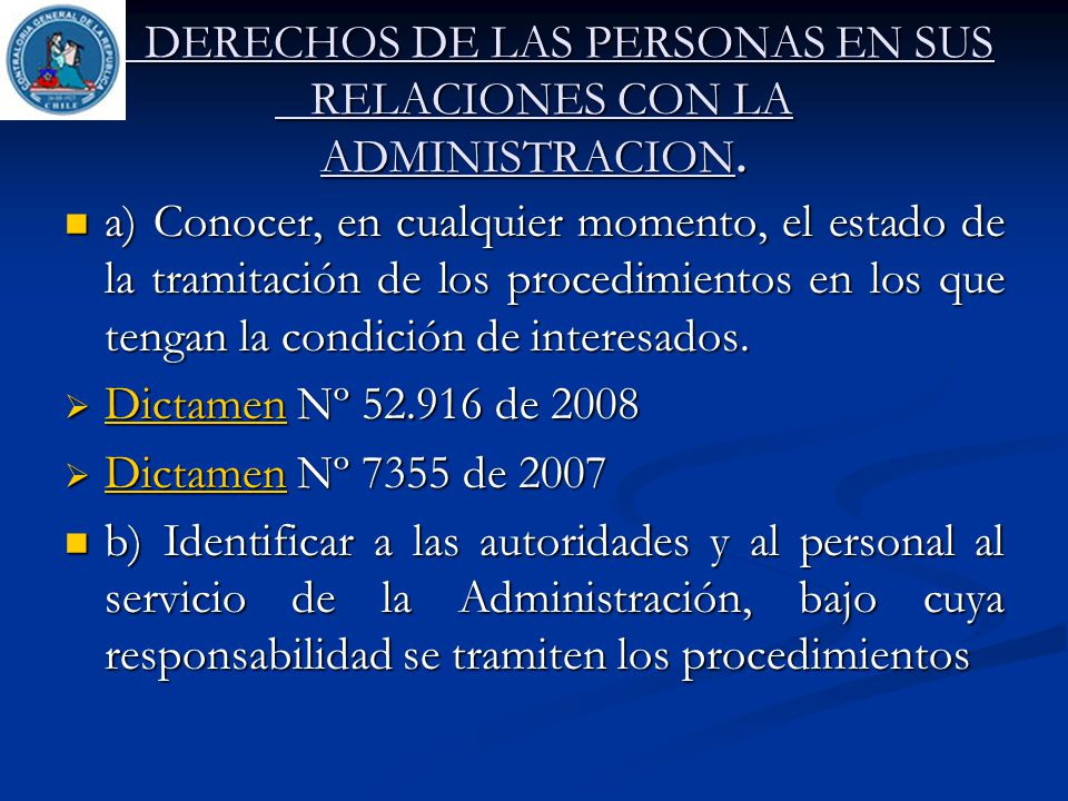 DERECHOS DE LAS PERSONAS EN SUS RELACIONES CON LA ADMINISTRACION.