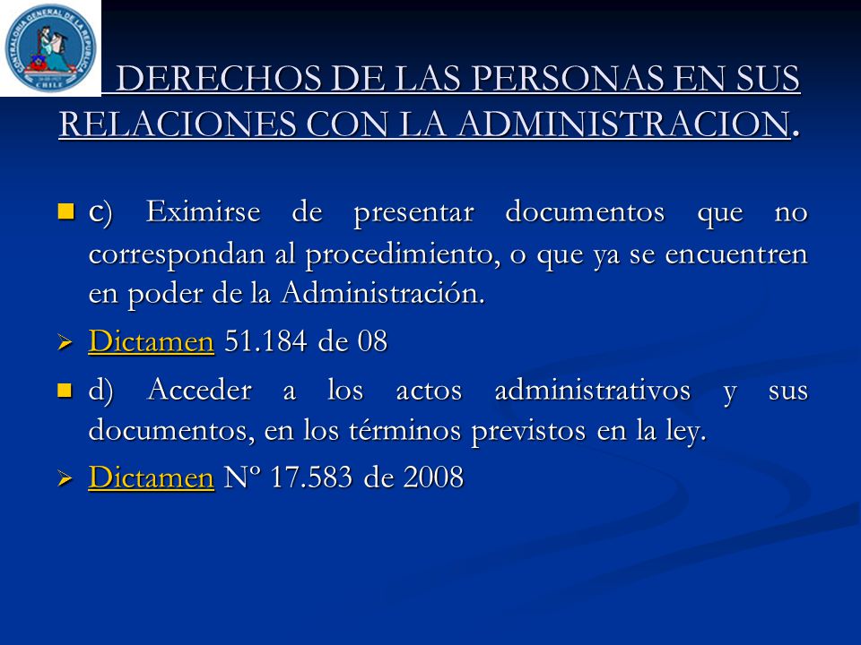 DERECHOS DE LAS PERSONAS EN SUS RELACIONES CON LA ADMINISTRACION.