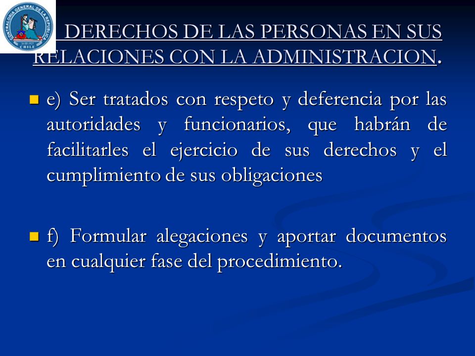DERECHOS DE LAS PERSONAS EN SUS RELACIONES CON LA ADMINISTRACION.
