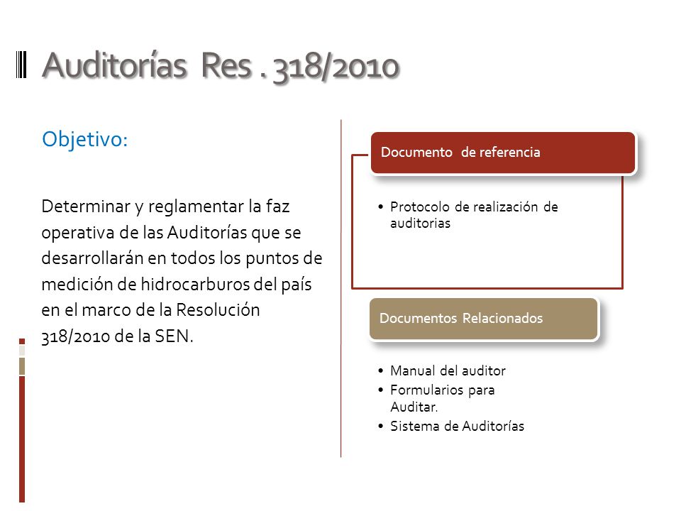Auditorías Res . 318/2010 Objetivo: