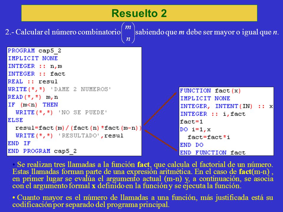 Resuelto Calcular el número combinatorio sabiendo que m debe ser mayor o igual que n.