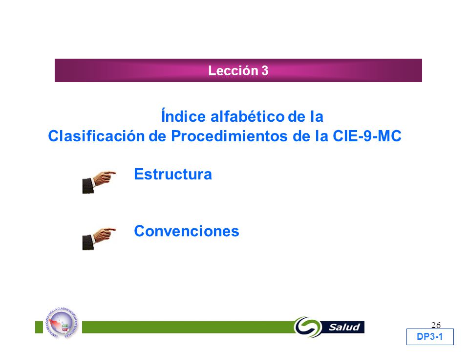 Índice alfabético de la Clasificación de Procedimientos de la CIE-9-MC