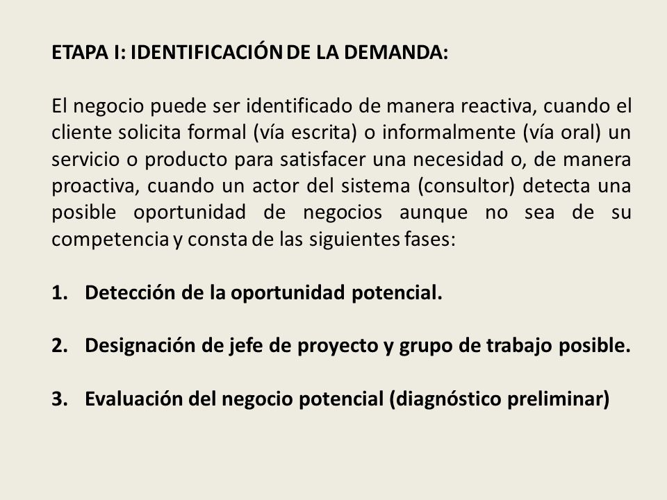 ETAPA I: IDENTIFICACIÓN DE LA DEMANDA: