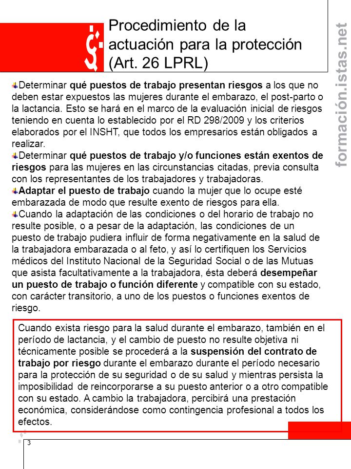 Procedimiento de la actuación para la protección (Art. 26 LPRL)