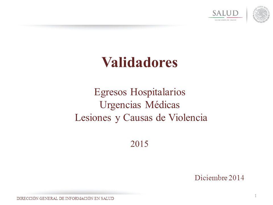 Validadores Egresos Hospitalarios Urgencias Médicas Lesiones y Causas de Violencia 2015
