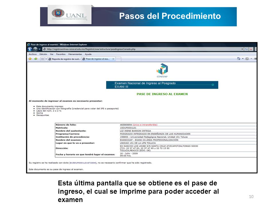 Pasos del Procedimiento