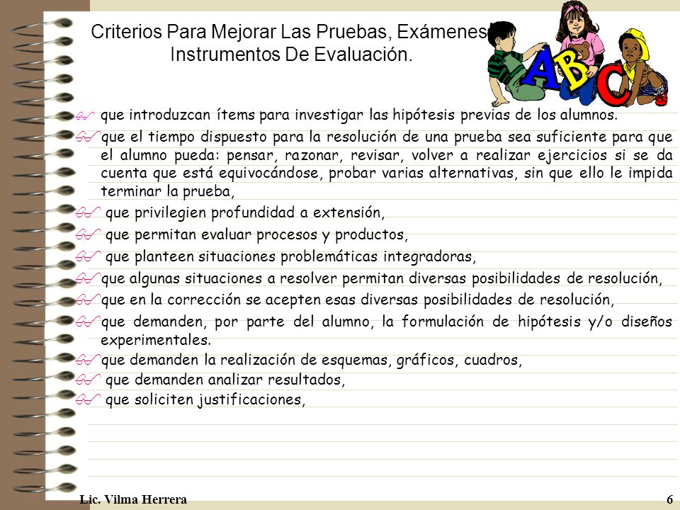 Criterios Para Mejorar Las Pruebas, Exámenes, Instrumentos De Evaluación.