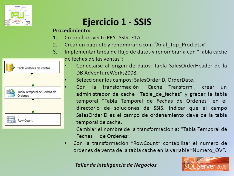 Ejercicio 1 - SSIS Procedimiento: Crear el proyecto PRY_SSIS_E1A