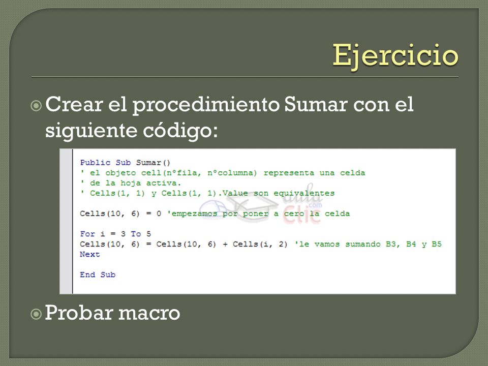 Ejercicio Crear el procedimiento Sumar con el siguiente código: