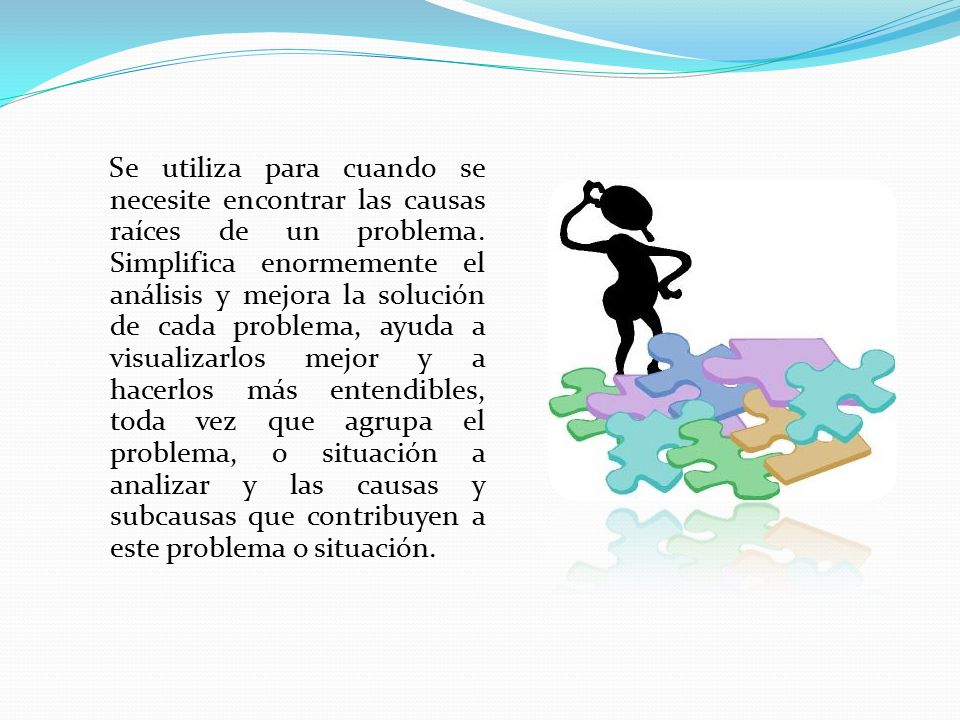 Se utiliza para cuando se necesite encontrar las causas raíces de un problema.