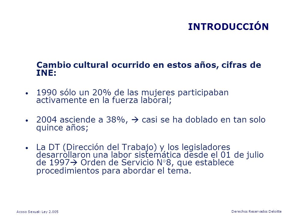 INTRODUCCIÓN Cambio cultural ocurrido en estos años, cifras de INE: