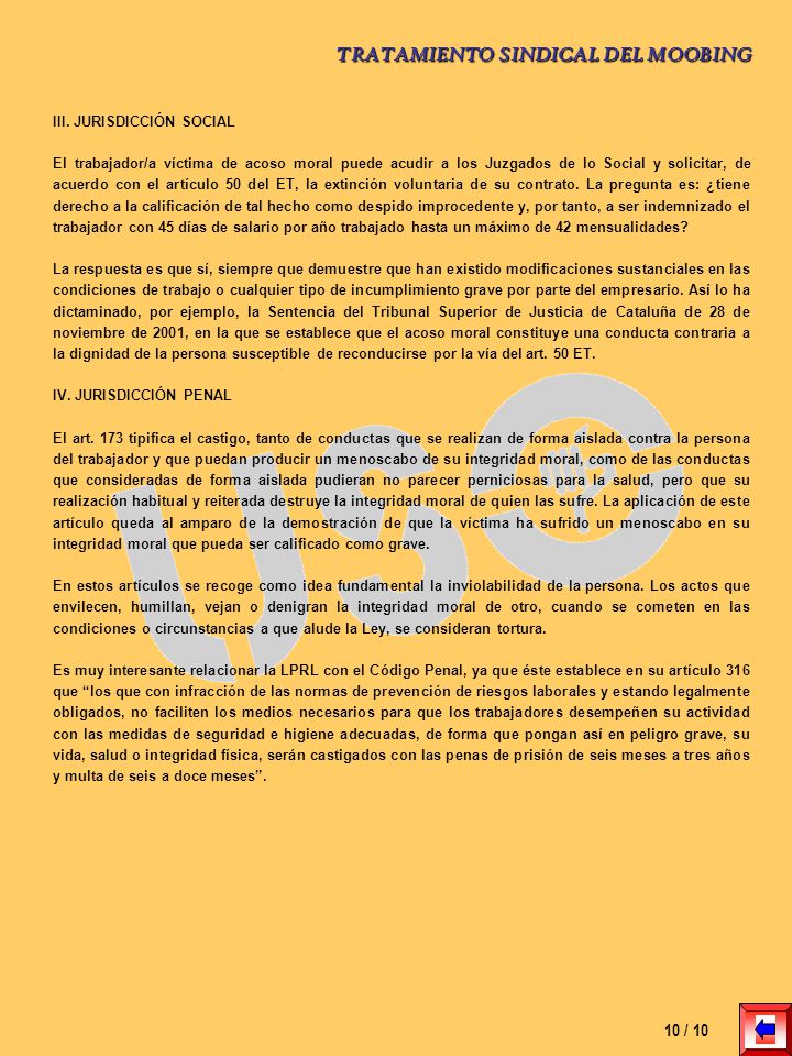 TRATAMIENTO SINDICAL DEL MOOBING