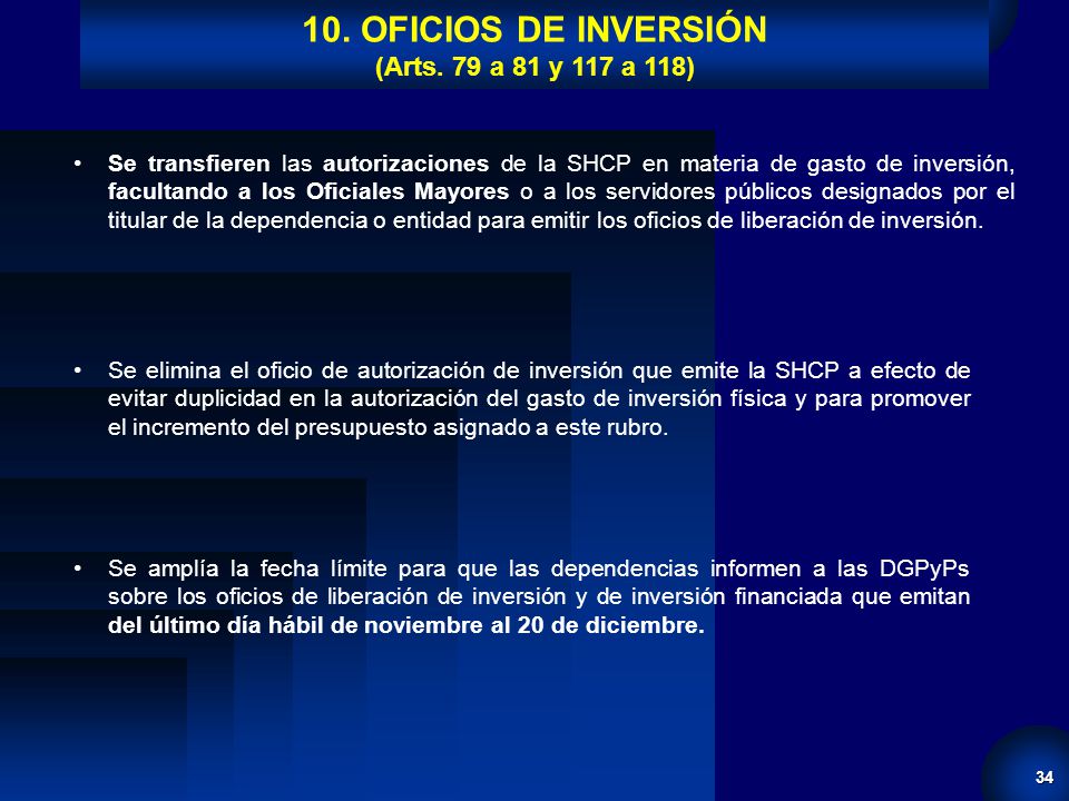 10. OFICIOS DE INVERSIÓN (Arts. 79 a 81 y 117 a 118)